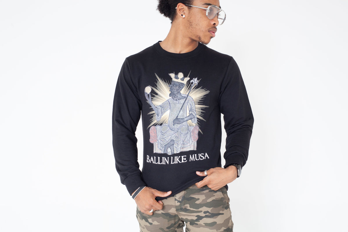 “Ballin Like Musa” Statement Jumper – Gold Flare