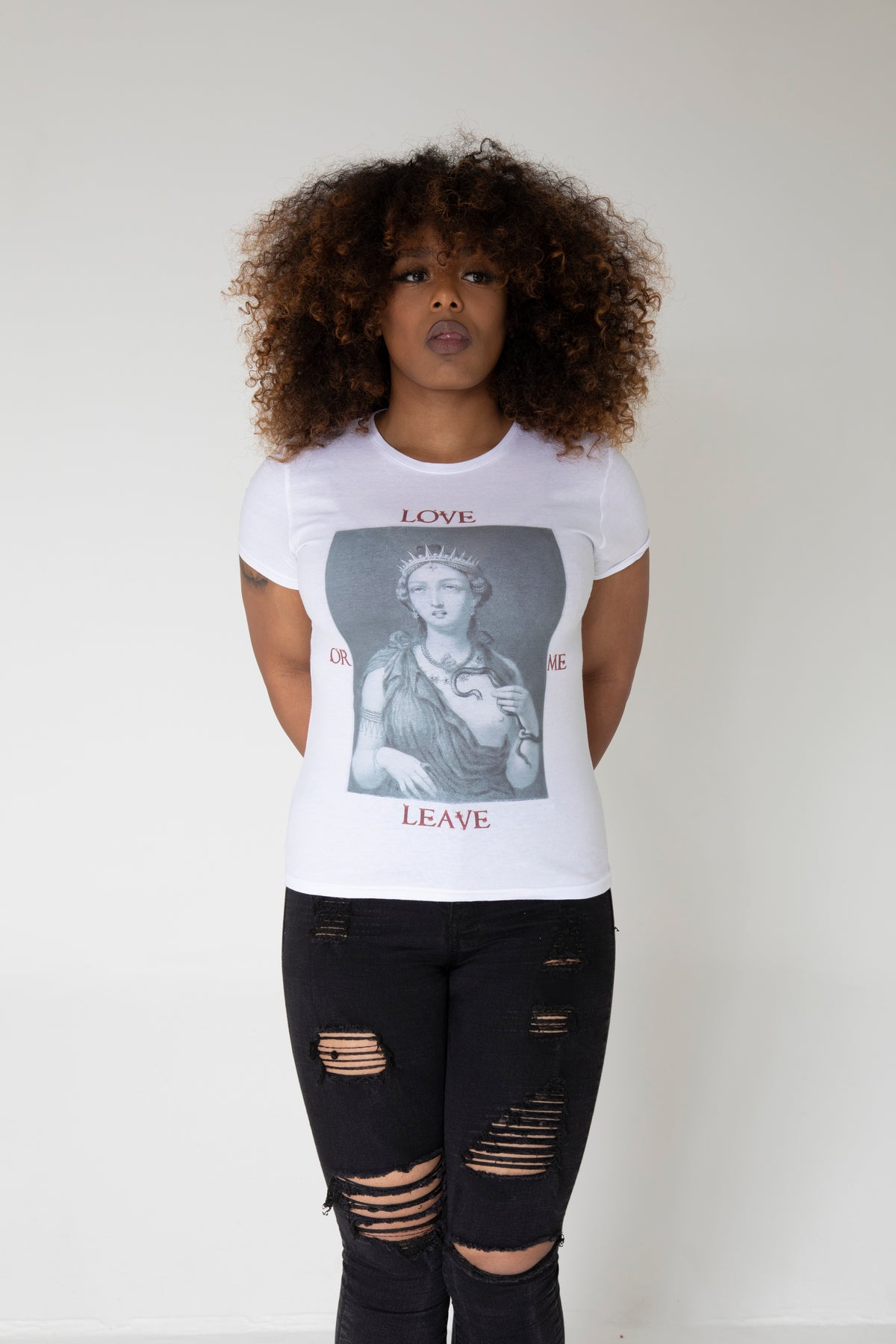 "Lieb mich oder verlass mich" Slogan T-Shirt