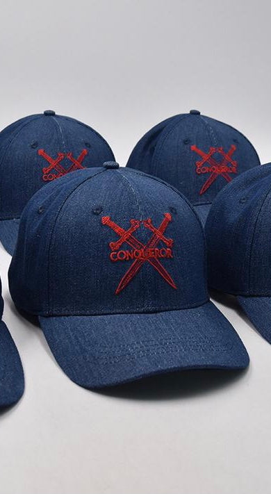 Casquette Strapback en denim bleu avec logo brodé
