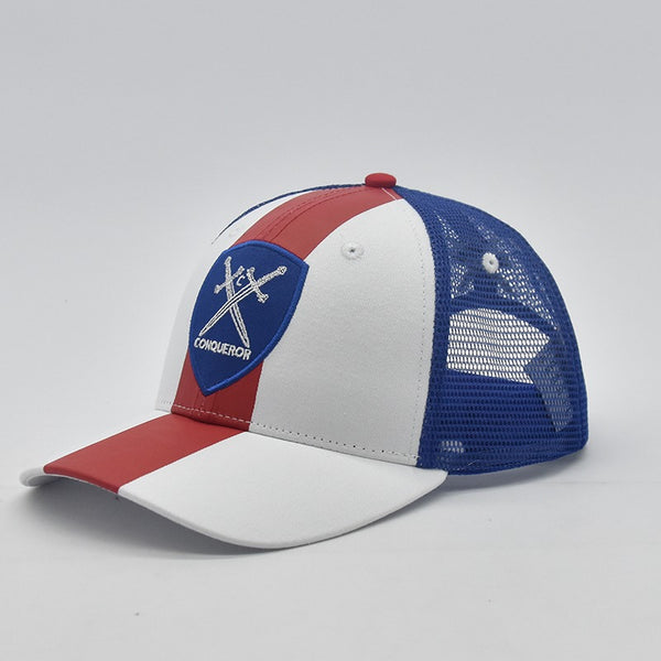 Casquette SnapBack rouge, blanche et bleue